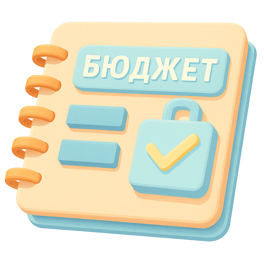 илюстрация на тефтер с надпис "Бюджет"
