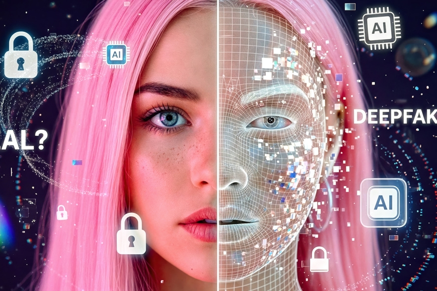 Илюстрация на женско лице в процес на синтезиране с AI. Източник: AdobeStock